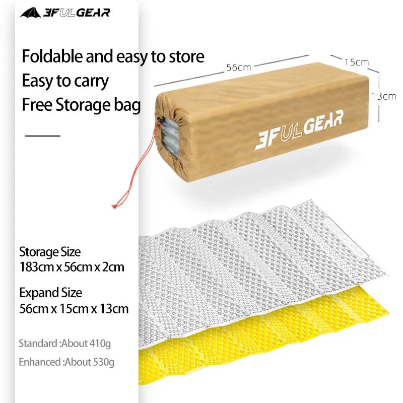 3F UL GEAR 183x56cm Ultralight Outdoor Camping Mat Foldable Waterproof Camping Mattress Compact Travel Sleeping Pad