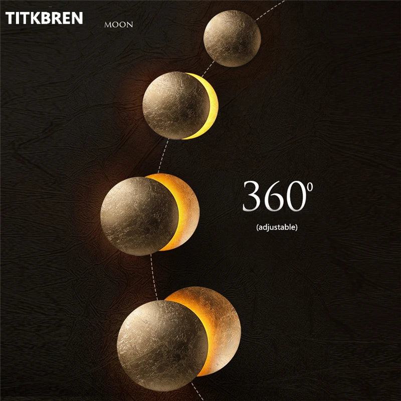 Indoor Living Room Moon Concept Solar Eclipse Wall Lamp Nordic Bedroom Bedside Aisle Stairs Vintage Sconces Fixture Lighting